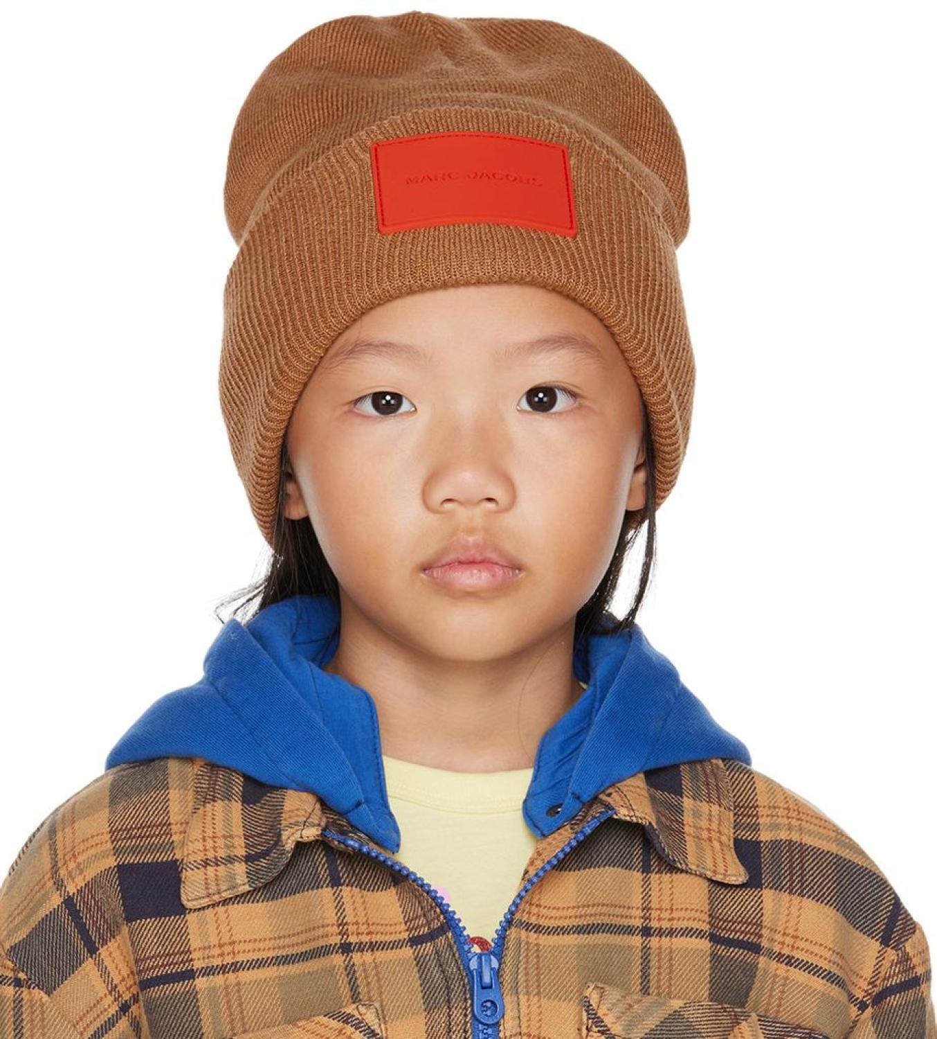 Kids Orange Logo Patch Beanie