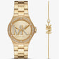Lennox Pavé Logo Gold-Tone Watch and Bracelet Set