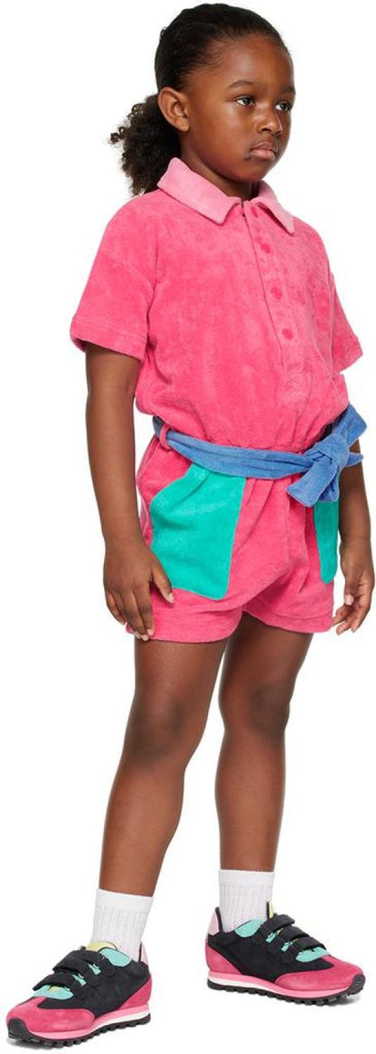 Kids Pink Belted Romper