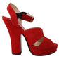 Prada Suede Leather Sandals Ankle Strap Heels Women's Shoes