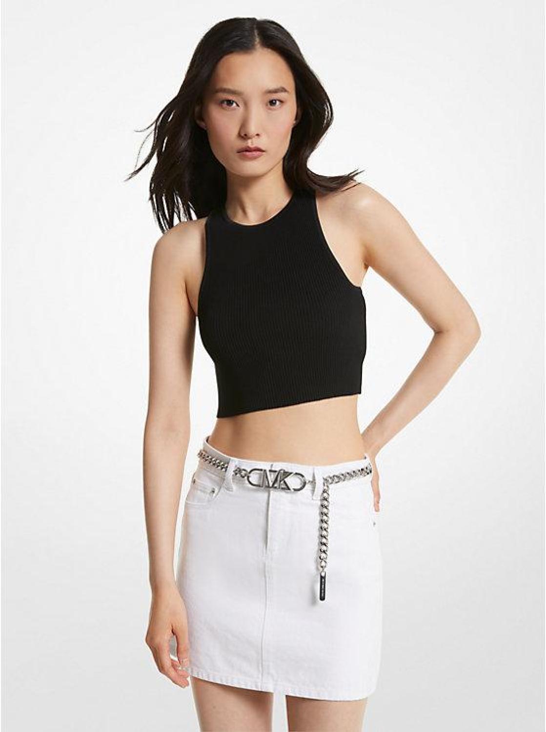 Denim Belted Mini Skirt