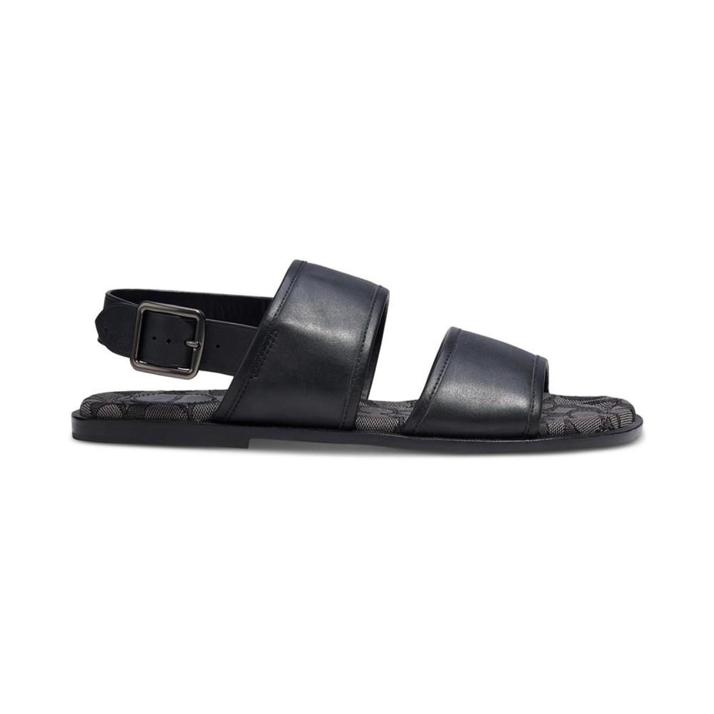 Men's Leather Two-Strap Sandal with Signature Jacquard Footbed