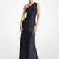 Sequined Stretch Tulle One-Shoulder Gown