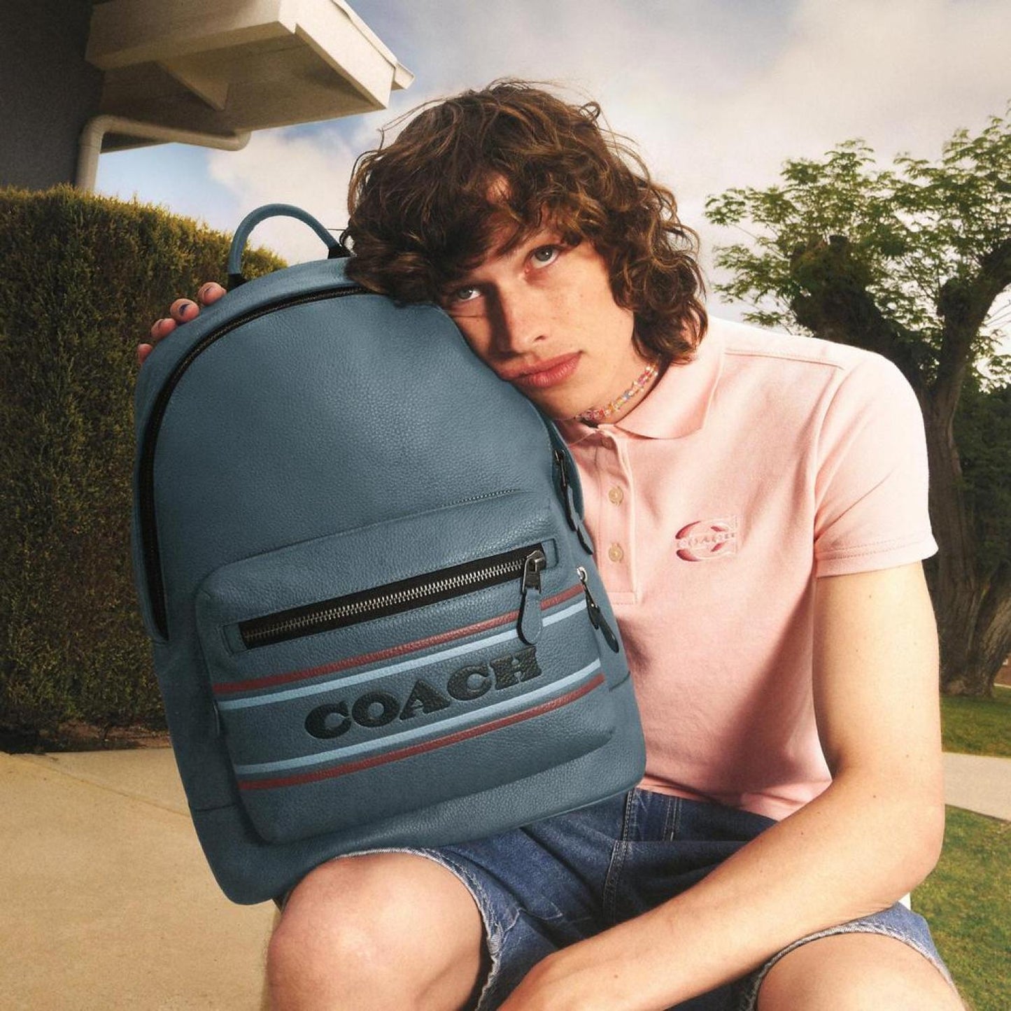 coach backpack blue stripe Coach Outlet West Backpack With Coach Stripe