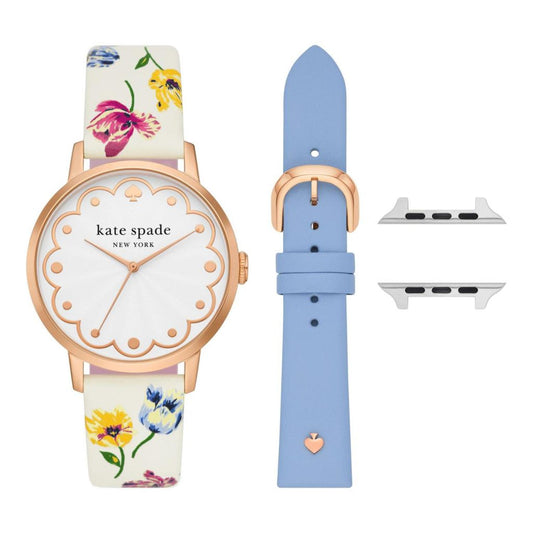 kate spade new york women's metro three-hand, rose gold-tone stainless steel watch head set