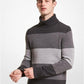 Striped Nylon Blend Turtleneck Sweater