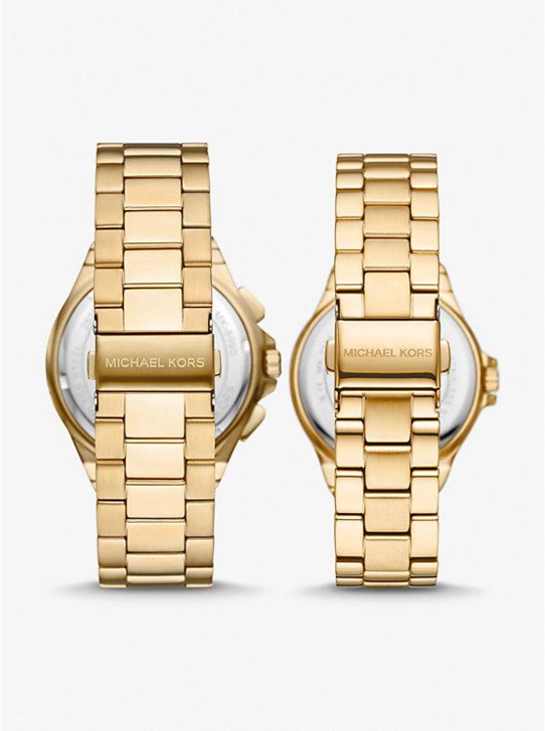 Lennox His and Hers Pavé Gold-Tone Watch Set