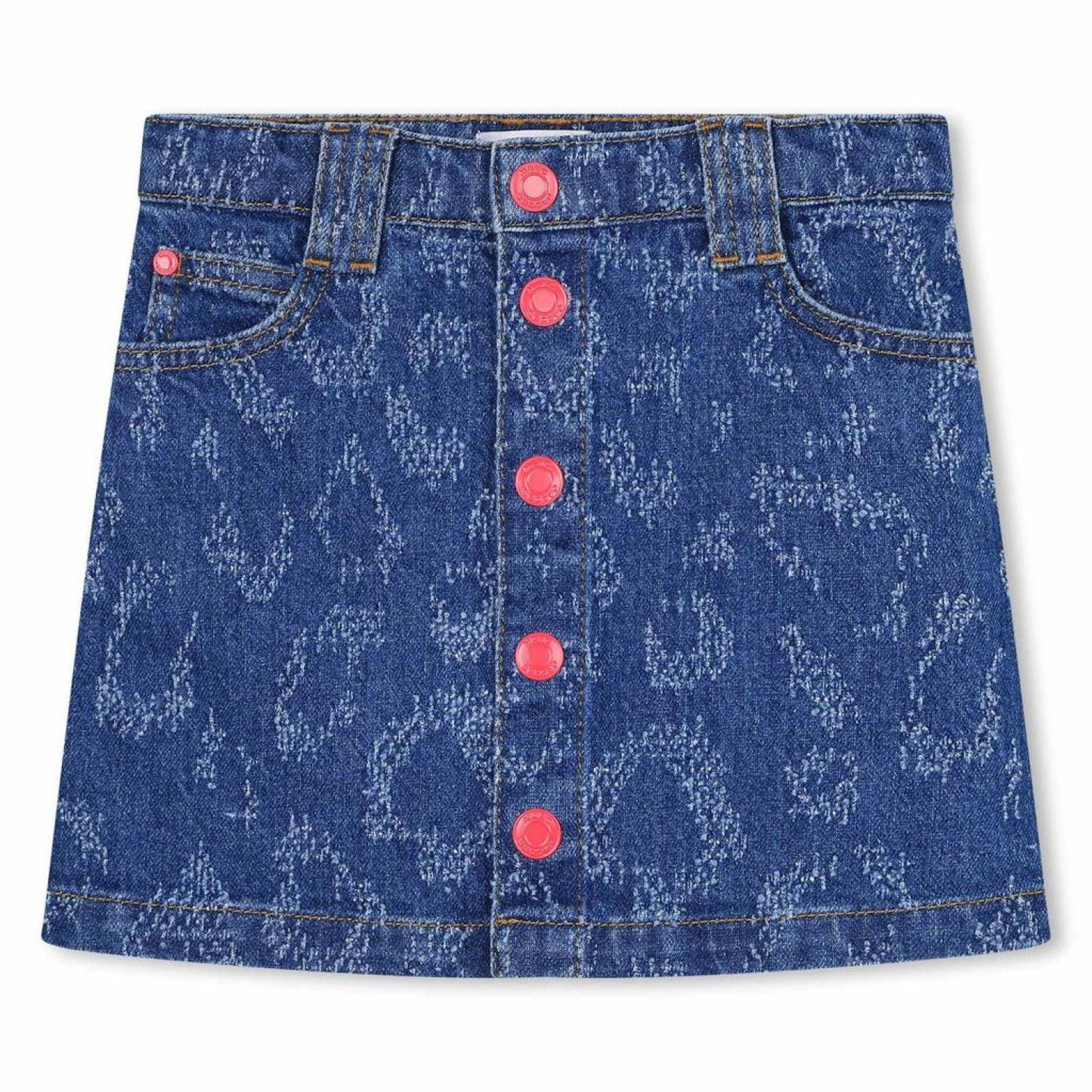 The Marc Jacobs Kids Laser-Cut Leopard Printed Denim Skirt