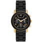 Women's Runway Quartz Chronograph Gold-Tone Stainless Steel and Black Silicone Watch 38mm