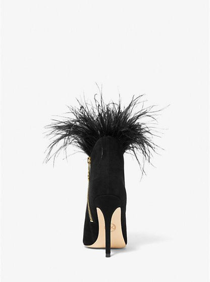 Whitby Feather Trim Suede Ankle Boot