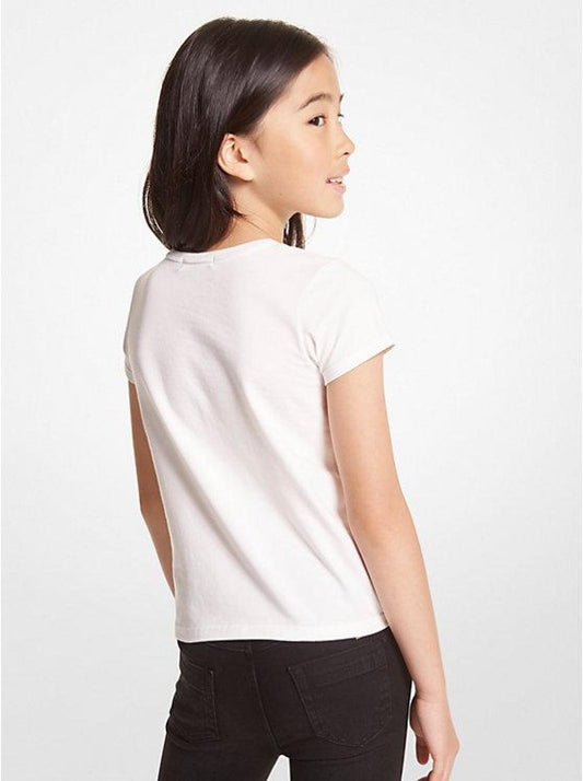 Glitter Logo Stretch Cotton T-Shirt