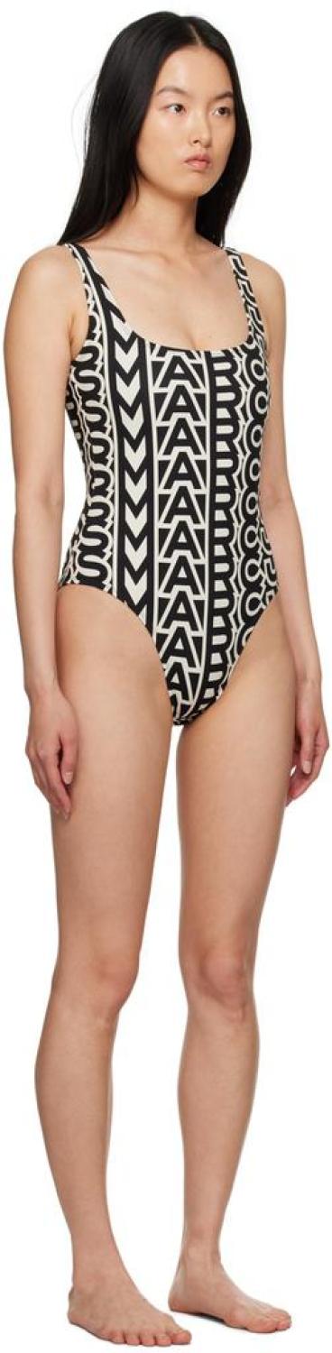 Black & Beige 'The Monogram One-Piece Swimsuit' Swimsuit