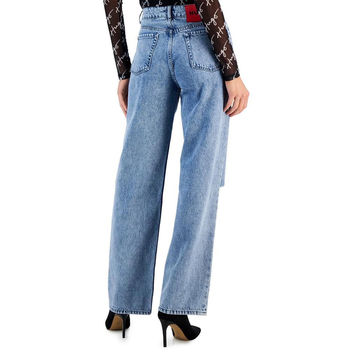 Women's Ripped Light-Wash High-Rise Denim Jeans