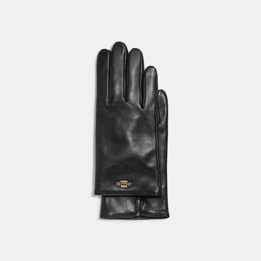 Coach Outlet Coach Plaque Leather Tech Gloves