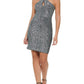 Womens Sequined Crossover Cocktail and Party Dress