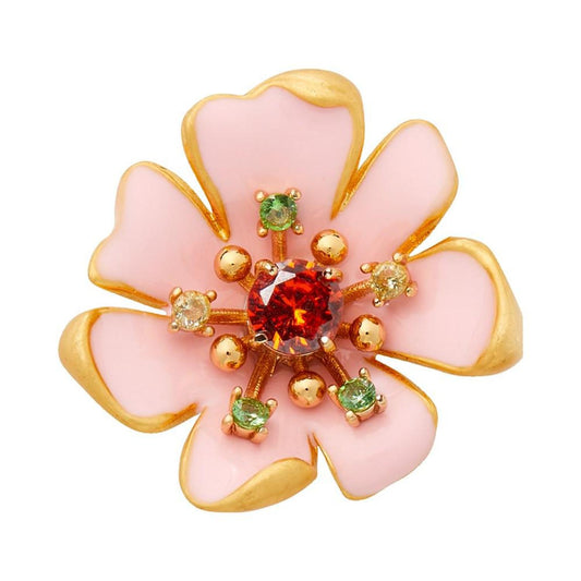 Gold-Tone Multicolor Cubic Zirconia Flower Statement Stud Earrings
