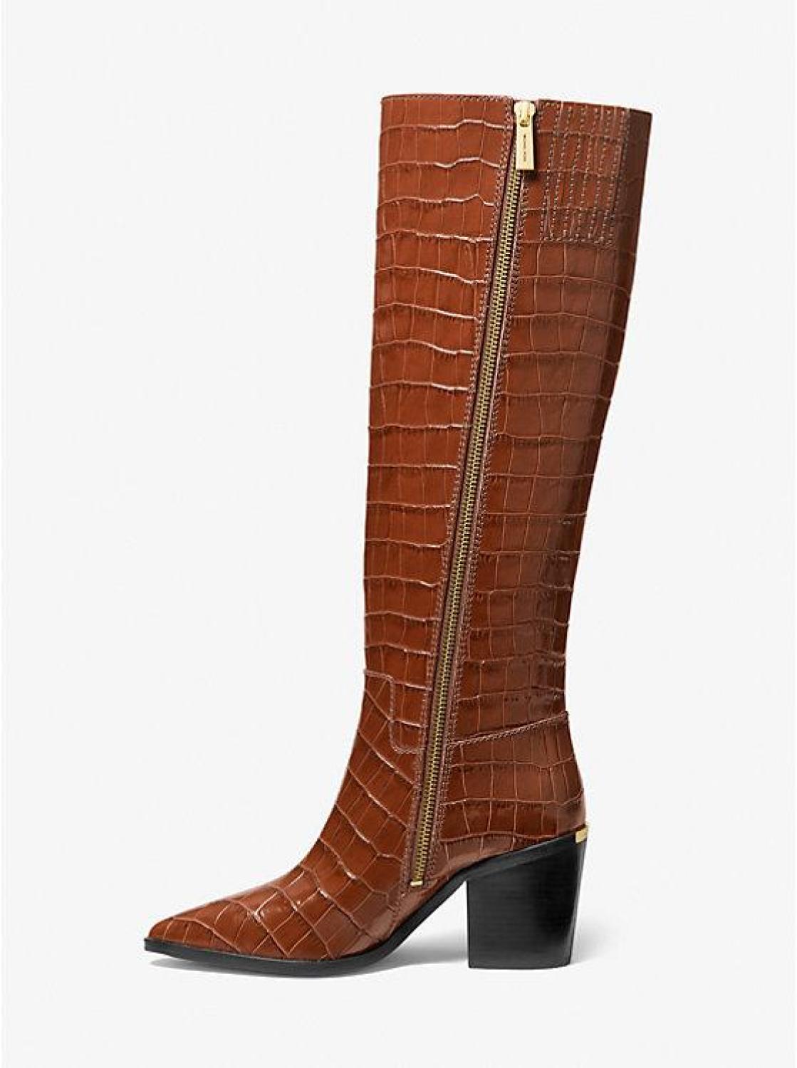 Loni Crocodile Embossed Leather Boot