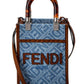 FENDI Sunshine Mini Denim & Leather Tote