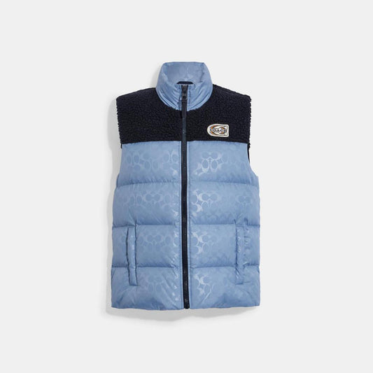 Coach Outlet Signature Colorblock Sherpa Puffer Vest