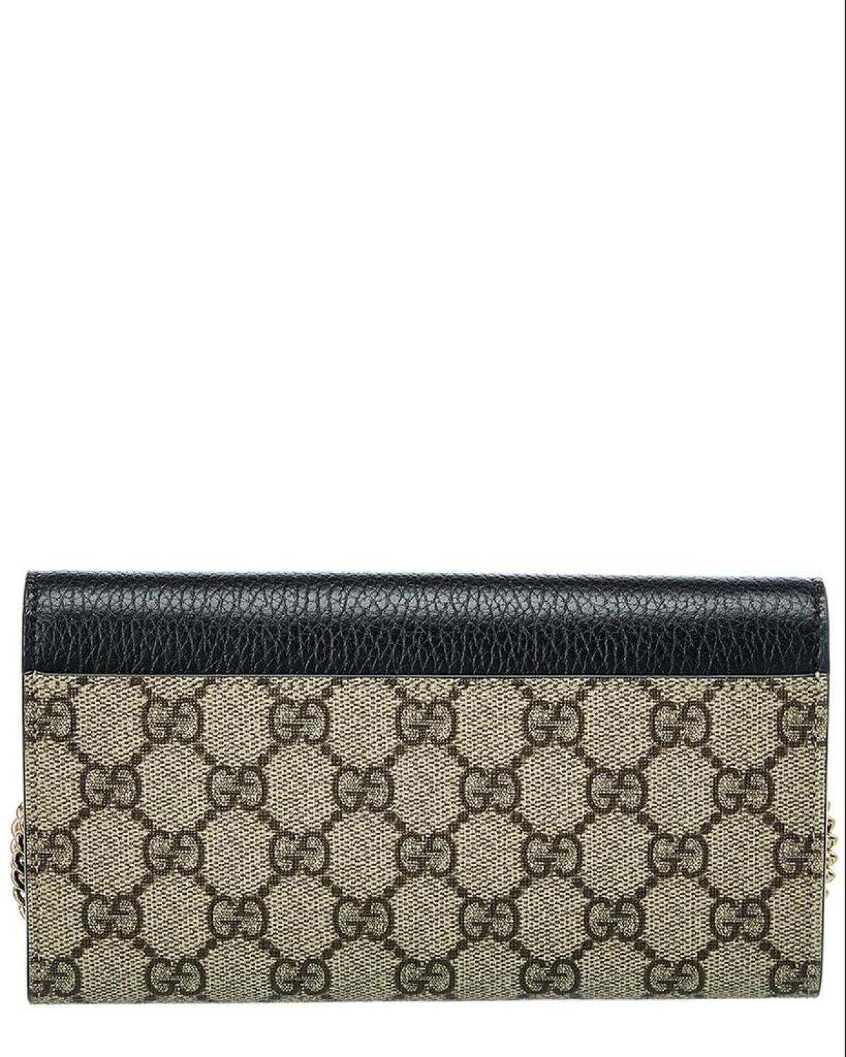 Gucci GG Marmont GG Supreme Canvas Leather Wallet On Chain