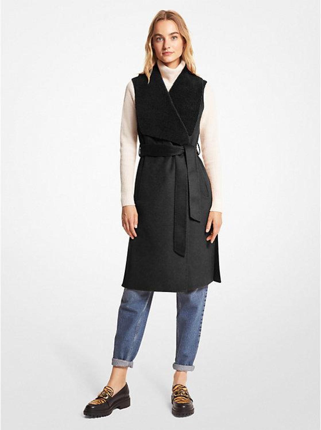 Wool Blend and Sherpa Wrap Vest