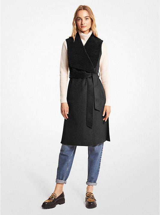 Wool Blend and Sherpa Wrap Vest