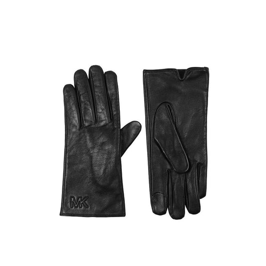 Women's Quilted Logo Leather Gloves