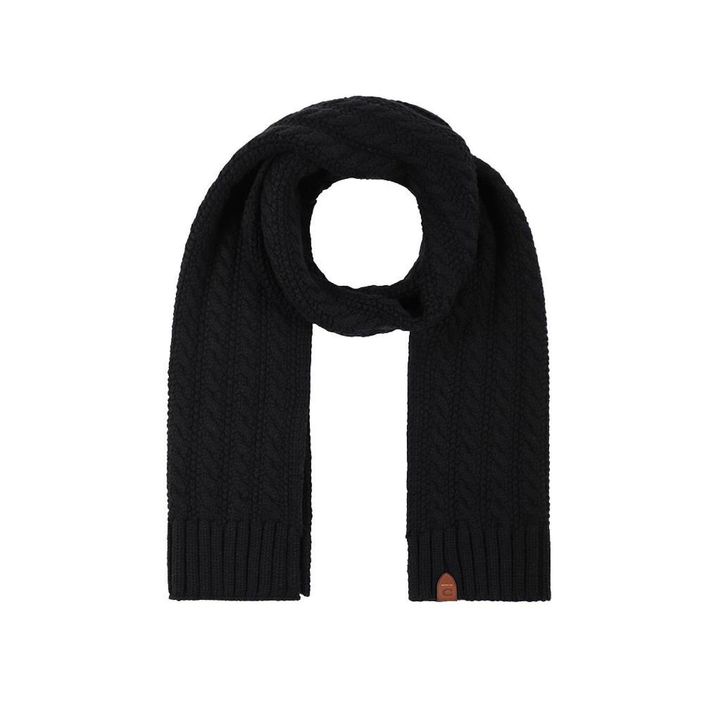 Men's Leather Patch Cable Scarf