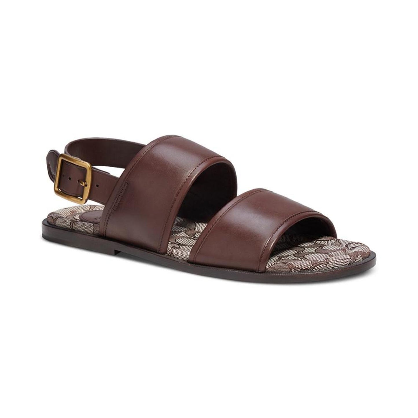 Men's Leather Two-Strap Sandal with Signature Jacquard Footbed