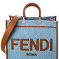 FENDI Sunshine Medium Denim & Leather Tote