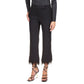 Women's Cropped Detachable Feather Trim Stretch Crepe Pants