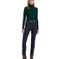 Faux Leather-Trim Ribbed Turtleneck