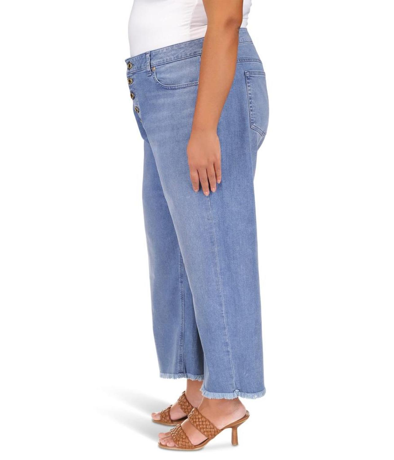 Plus Size High-Rise Crepe Flare Selma in Angel Blue Wash