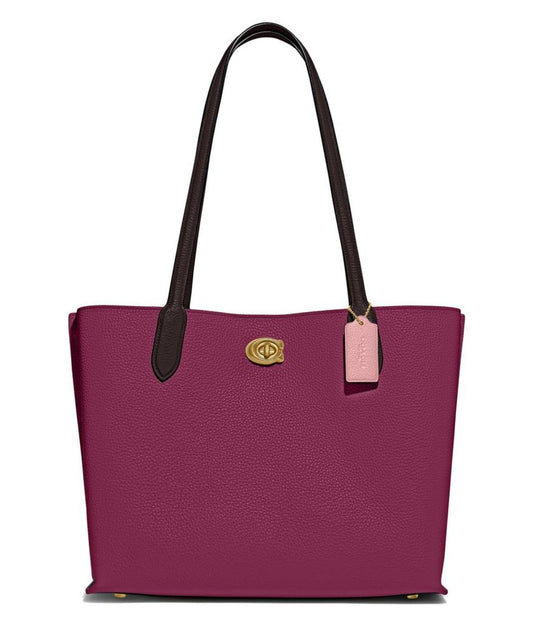 Color-Block Leather with Coated Canvas Signature Interior Willow Tote