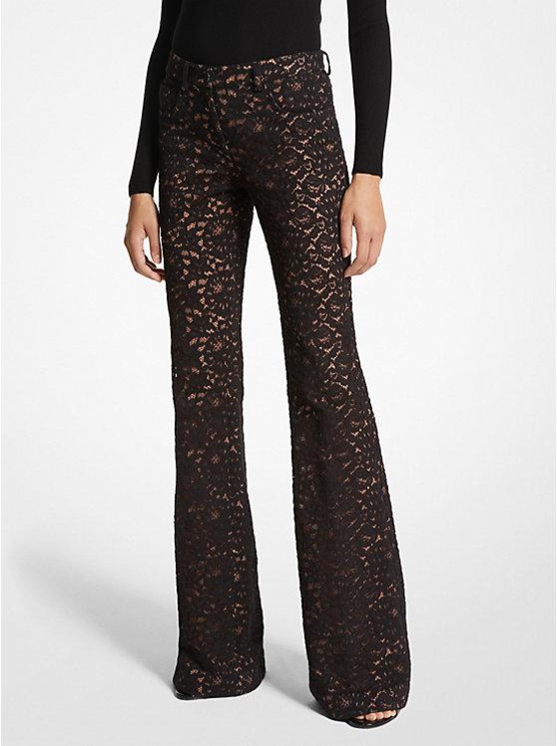 Floral Corded Lace Flared Jeans