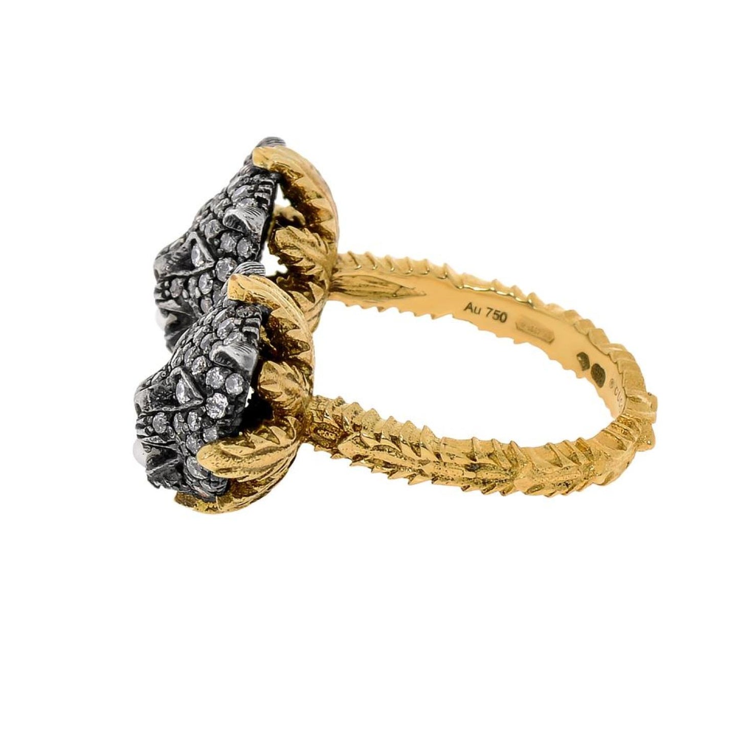 Gucci Le Marche Des Merveilles 18K Yellow Gold and Sterling Silver, Diamond and Mother of Pearl 1.6mm Statement Ring