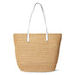 Brie Leather-Trim Straw Medium Tote Bag