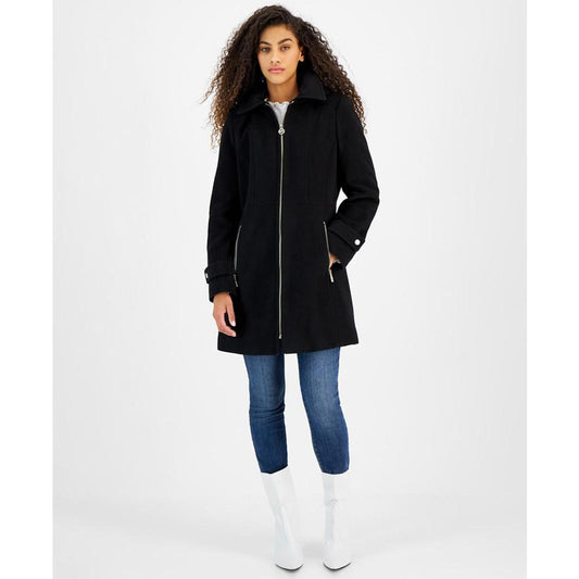 Women's Petite Hooded Notched-Collar Coat, Created for Macy's