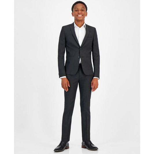 Big Boys Silver 2 Piece Slim Fit Stretch Suit