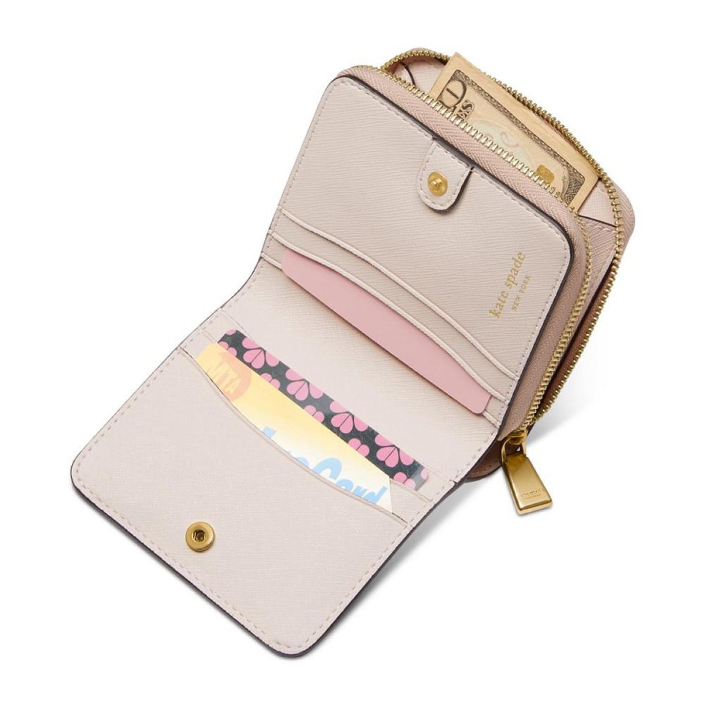 Morgan Colorblocked Saffiano Leather Compact Wallet