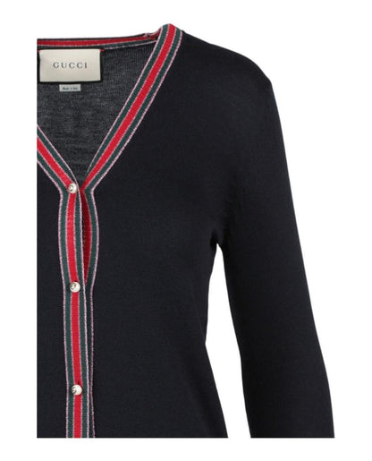 Gucci Wool Faux Pearl Cardigan
