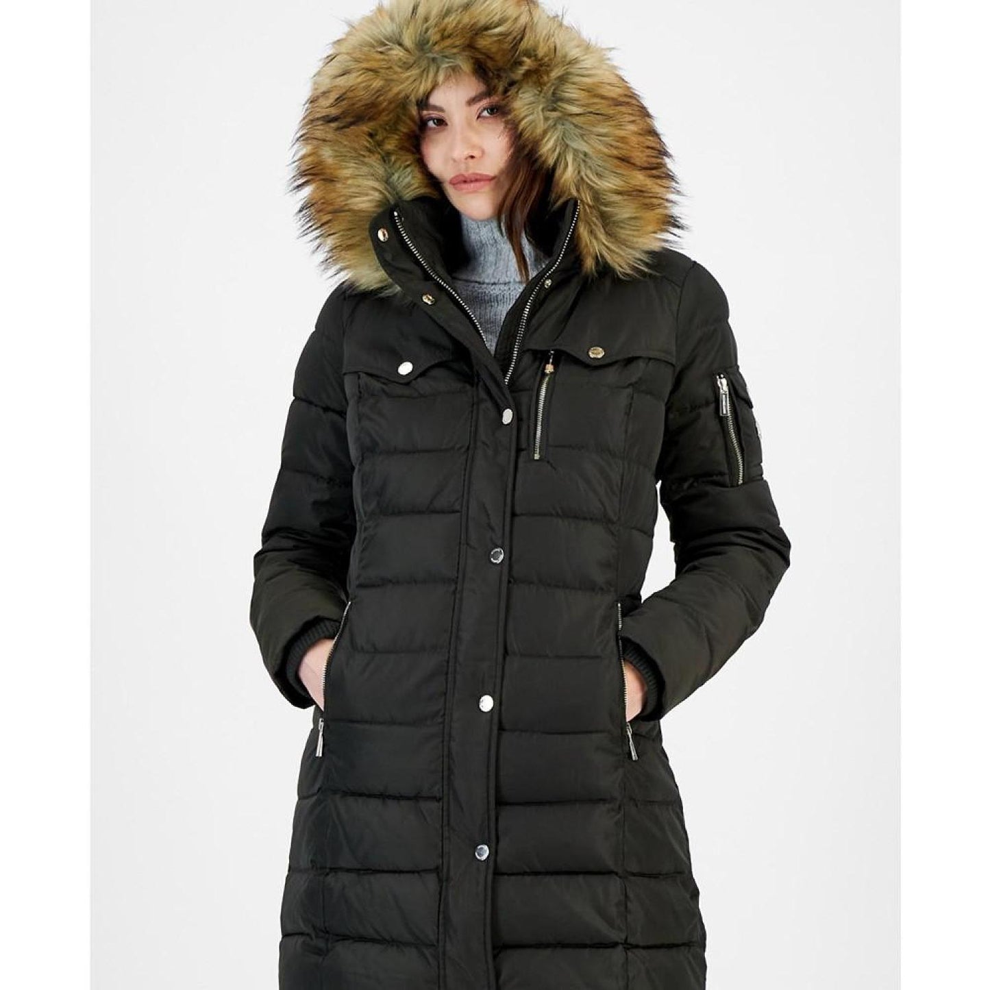 Women's Faux-Fur-Trim Hooded Puffer Coat, Created for Macy's