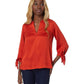 Petite Solid Satin Tie Top