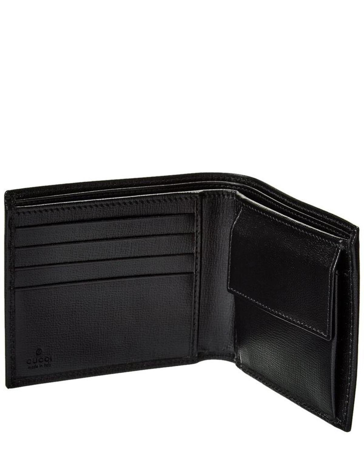 Gucci Interlocking G GG Supreme Canvas & Leather Bifold Wallet