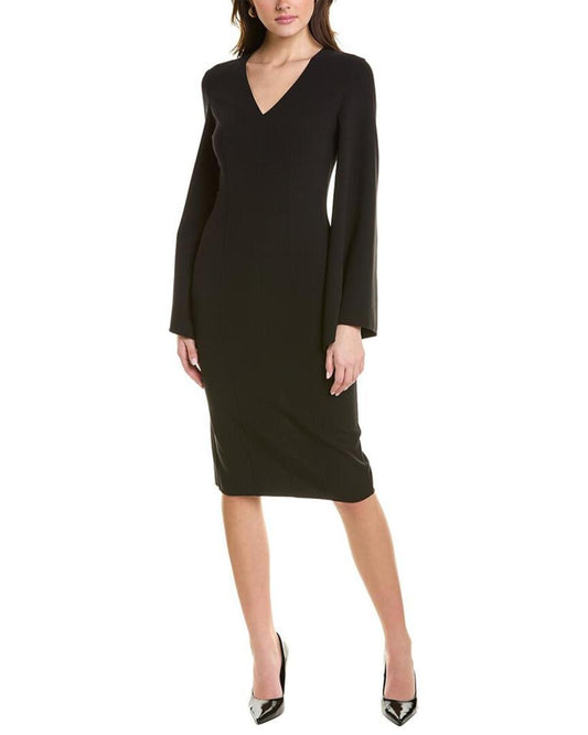 Michael Kors V-Neck Wool-Blend Sheath Dress
