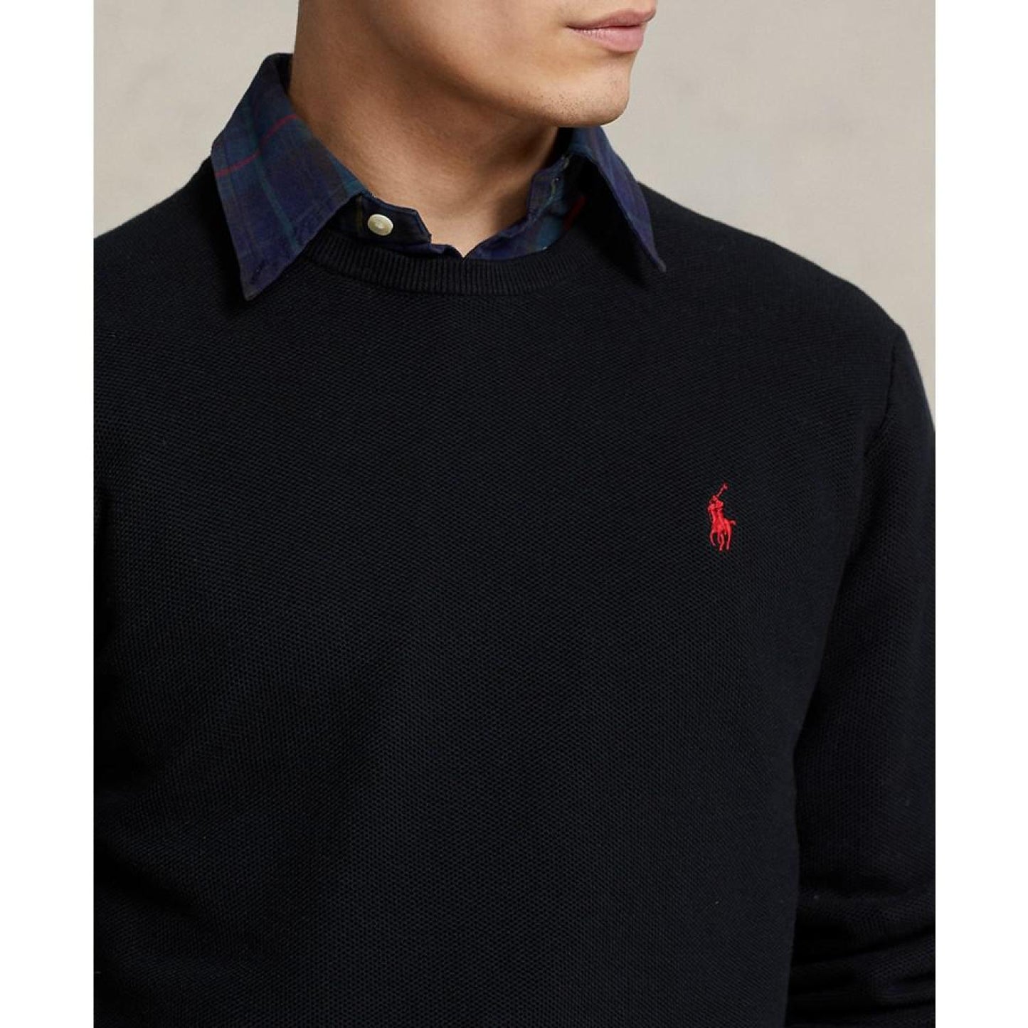 Men's Textured Cotton Crewneck Sweater