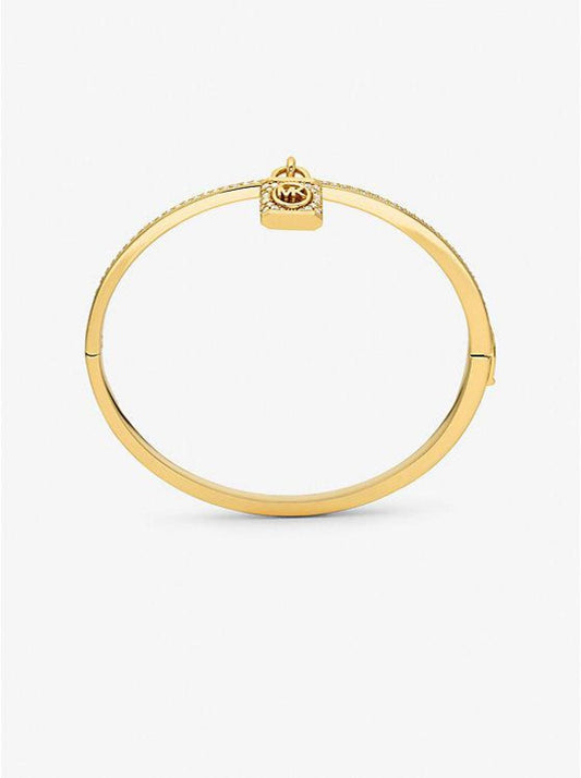 14K Gold-Plated Brass Pavé Lock Bangle