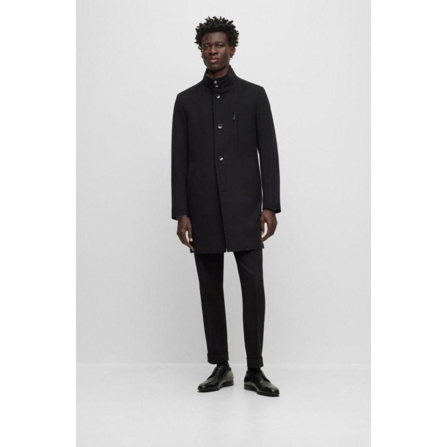 Slim-fit formal coat in virgin wool and cashmere