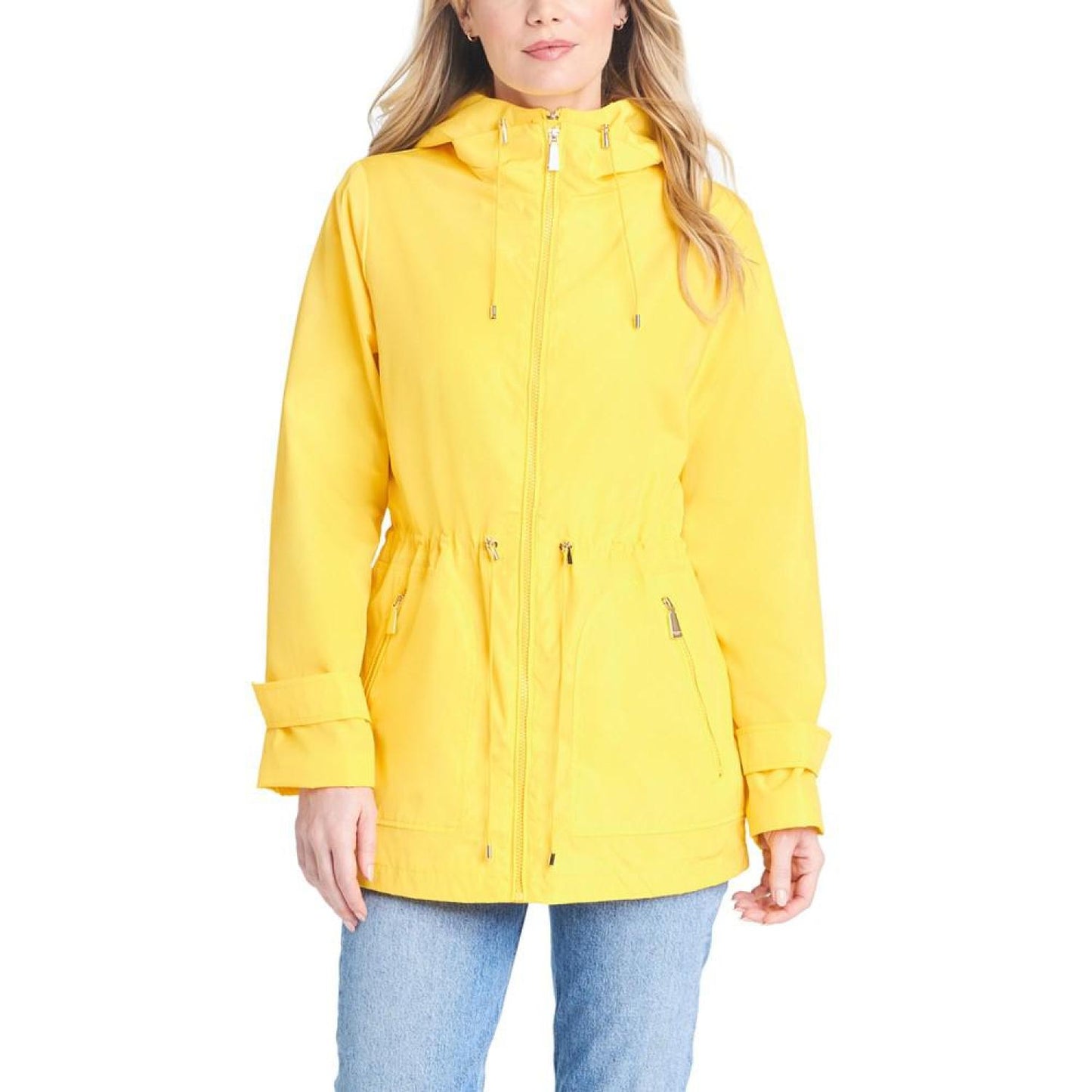 Women's Short Anorak with Hooded Bib Jacket