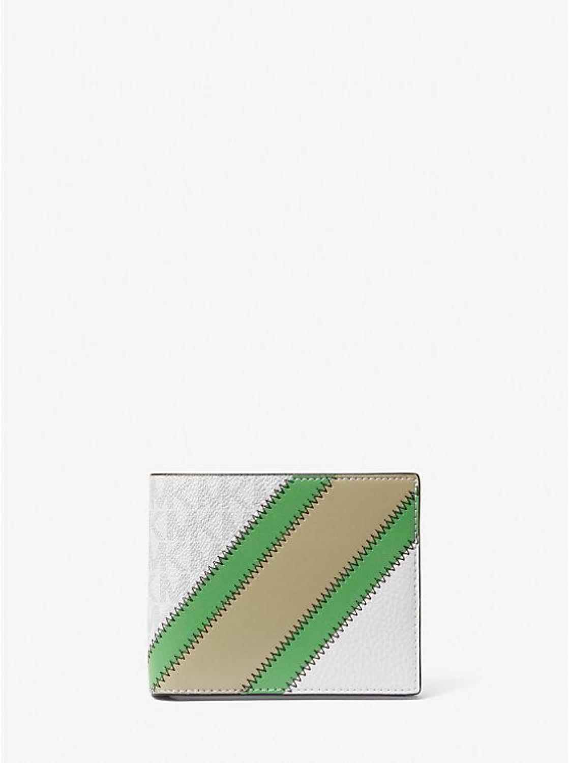 Logo and Faux Leather Stripe Wallet With Passcase Gift Set
